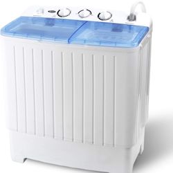 SUPER DEAL Portable Washing Machine 17.6 lbs Twin Tub Compact Washer, Washing and Spinner Cycle Combo for Apartment, Camping, College, Dorms and RV, T
