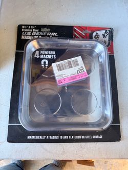 NEW U.S. General 10.5" x 11.5" Magnetic Parts Tray – Stainless Steel – 4 Magnets