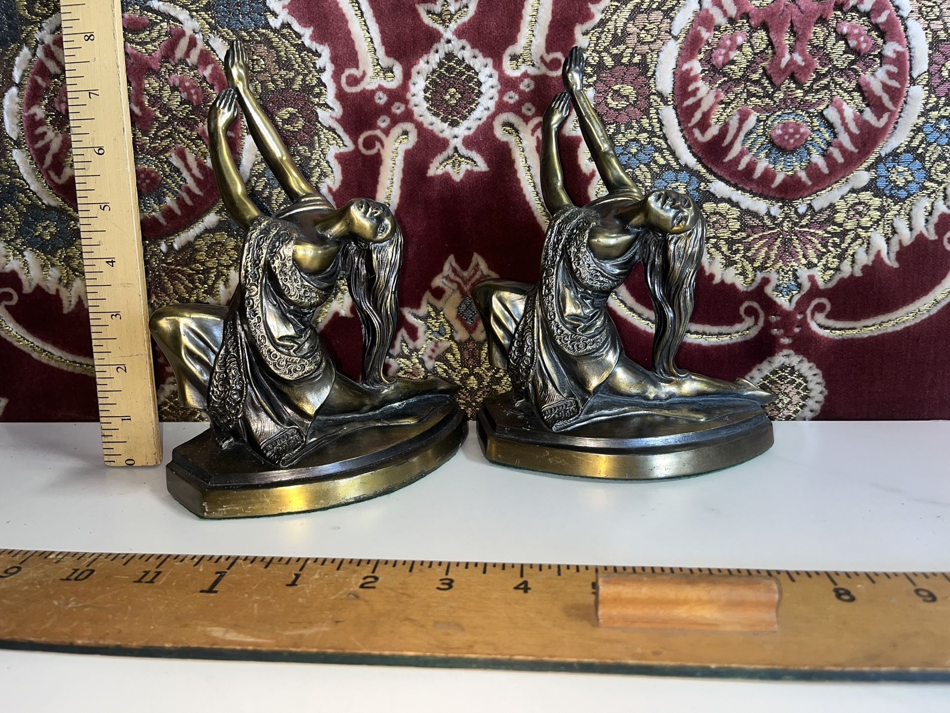 Antique Art Noveau Bronze Dancer Book Ends