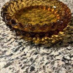 Vintage Mid Century Fostoria Amber Glass Dish Ashtray 