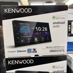 Kenwood Double Din 6.8 Inch Touch Screen Radio With Bluetooth , Apple CarPlay Android Auto Dmx4707s Brand New No install Available