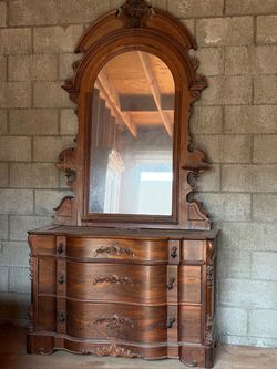 Victorian 19th Century American Rococo dresser and mirror