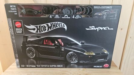 Mattel Brick Shop Hot Wheels 94' Toyota Supra MK IV Black w/Exclusive 1:64 Car