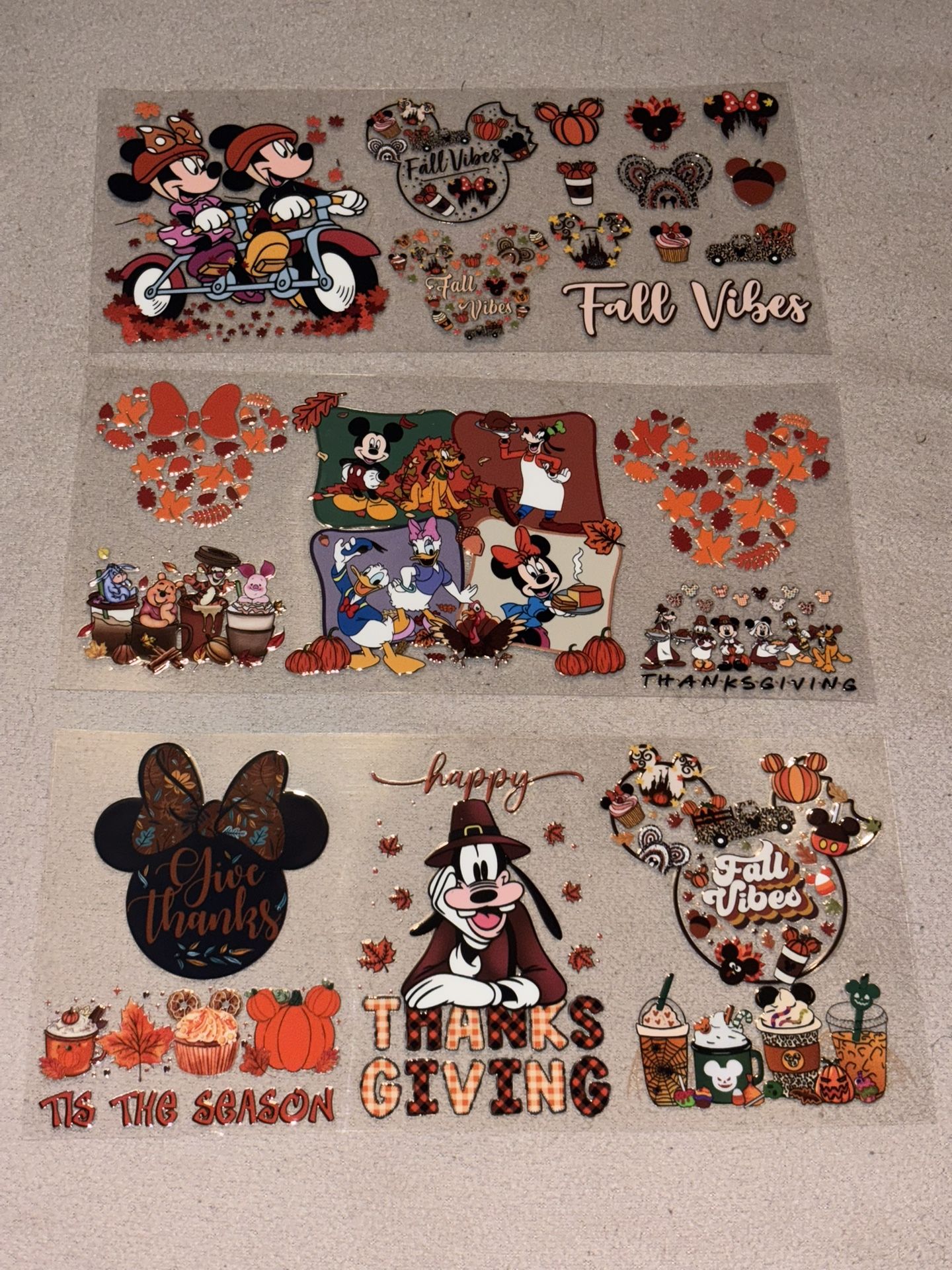 UV DTF Fall & Thanksgiving Cup Wrap 7 Prints 
