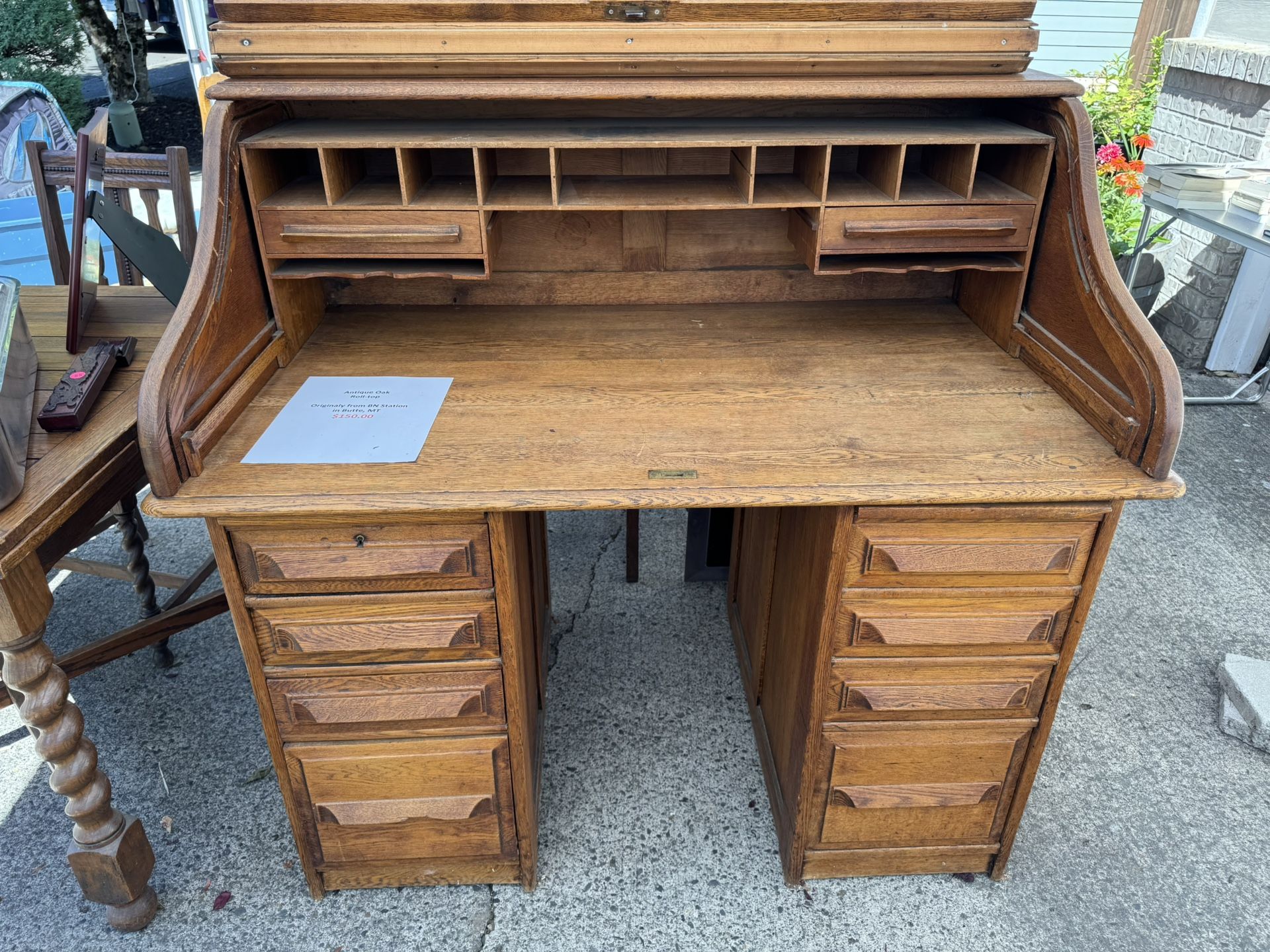 Antique Oak Roll-top Desk