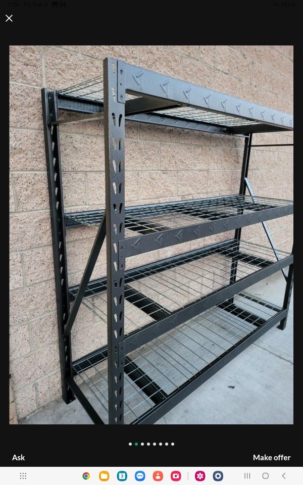 GLADIATOR 4-TIER WELDED STEEL GARAGE STORAGE SHELVING UNTIL 87" IN W X 72"IN H X 24"IN D