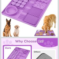  Silicone Dog Lick Mat，31.5" x 20" Large Multi-Functional Slow Feeder Mat for Dogs，Pet Olfactory Training Lick pad. Slow Feeder Dog Bowls Suitable for