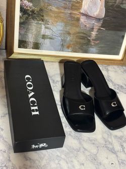 Black coach kitten heels