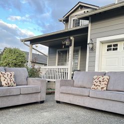 Delivery Available! Gray Sofa And Love Seat Set 