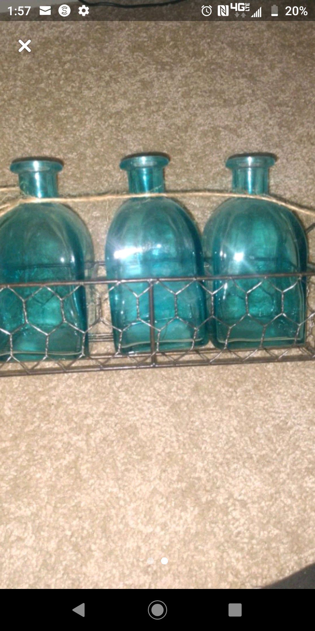 Teal decorative bottles