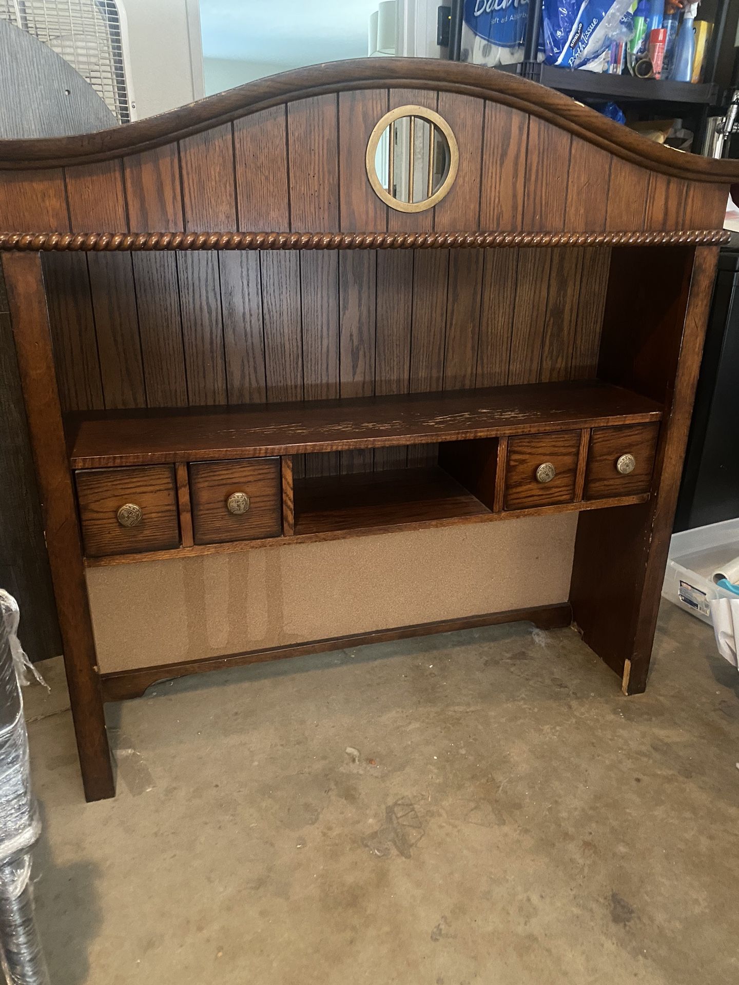 Powell Honey Oak Backboard / Hutch – Solid Wood
