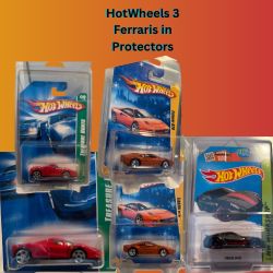 3 HotWheels Ferraris In Protectors 
