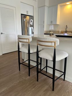 Velora 25.8" H Upholstered Counter Stool with Metal Frame (Set of 2)