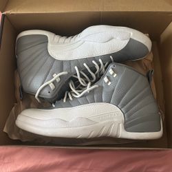 Jordan 12s Cool Grey Stealth White 