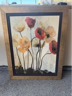 Large Framed Floral Wall Art – Beautiful Home Décor $45 OBO