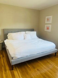 West elm king upholstered bed