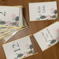 Wedding Table Numbers & Frames