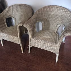 2 Wicker Boho Chairs 