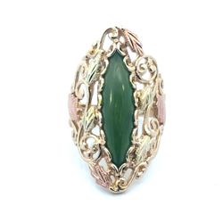 Woman’s Ladies 10k Yellow Gold Jade Like Green Stone Marquee Cabochon Shield Ring Size 7.5 GP3129703
