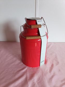 NEW! IKEA SOCKER Sage Red Primitive Farmhouse MILK CAN Lot of 2