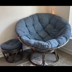 Papasan chair and Foot Stool