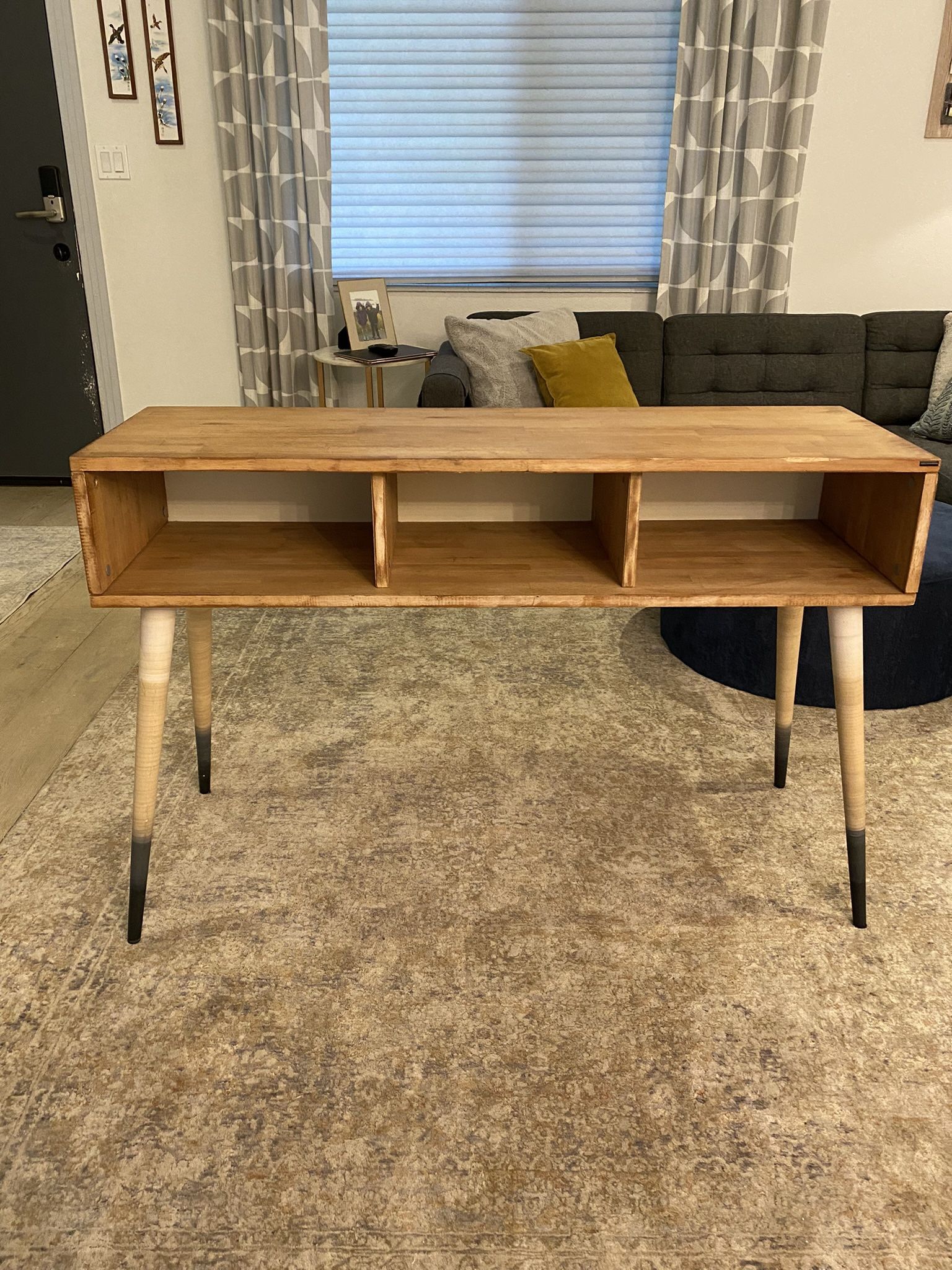 Wood Console Table With Blue Ombré Legs