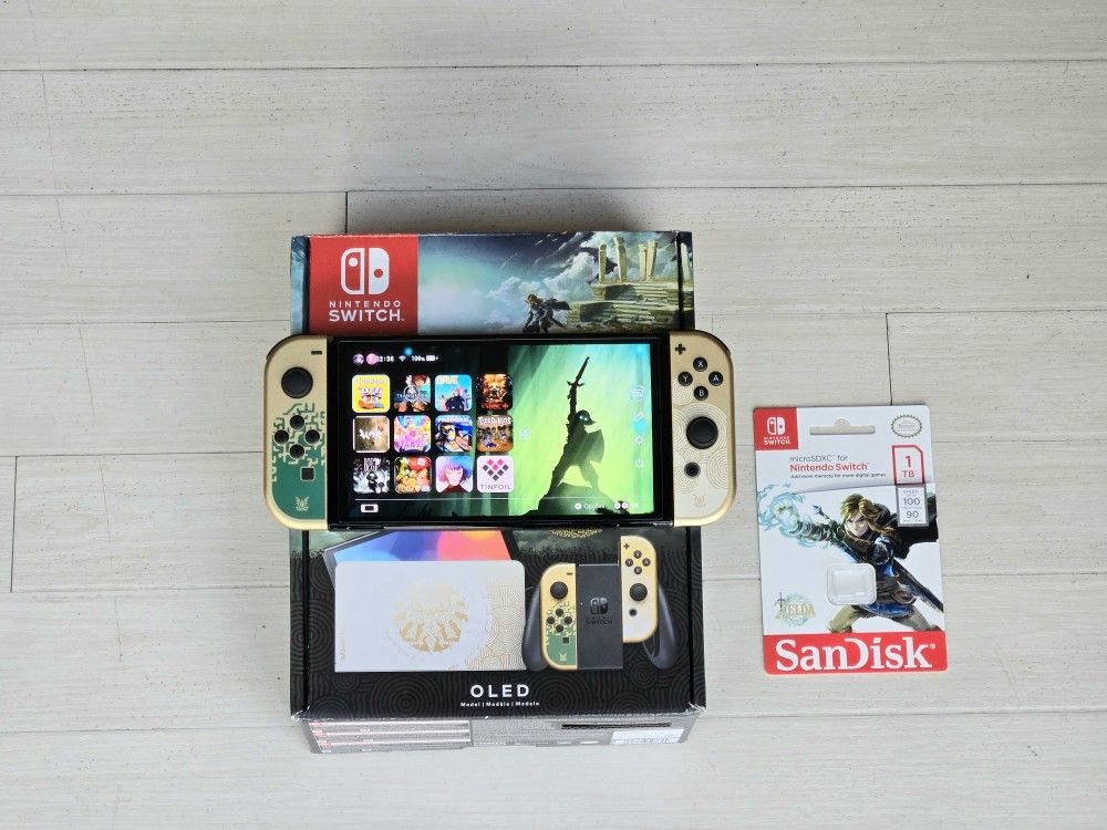NINTENDO SWITCH OLED ZELDA MOD WITH 10000 GAMES AND MOVIES 