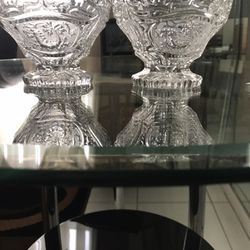 2 Vintage  Crystal Fruit Bowls. Heavy & sparkly lead crystal .Vintage Zajecar Yugoslavia 24% Lead Crystal Hand Cut Bowl . H 3.5”, W 4.5 “.