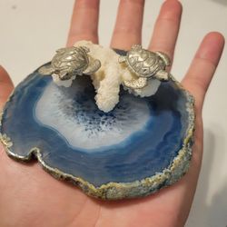 Geode Pewter Turtle  Decoration