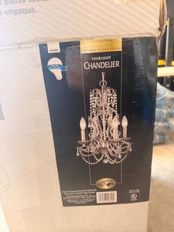 New.! Hampton Bay 4-Light Crystal Chandelier – Antique Silver Finish