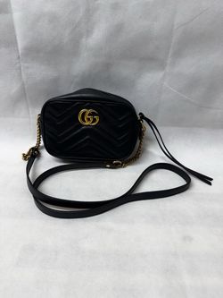 Authentic Gucci GG Marmont Camera Bag Black Leather Crossbody