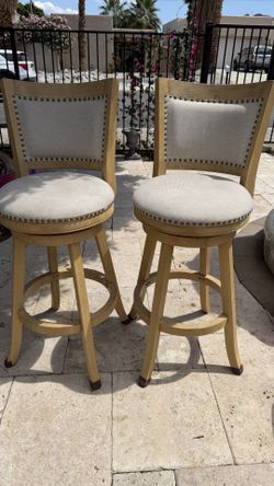 Set of 2 29'' Swivel Bar Height Stool Wood Dining Chair Upholstered
