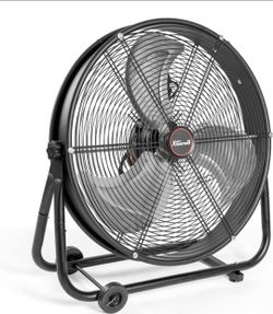 24" Industrial Shop Fan High-Velocity Flow Drum Fan Floor Fan Rolling Drum Garage Tilt 3 Adjustable Speed Commercial, Gym, Garage Use, Black