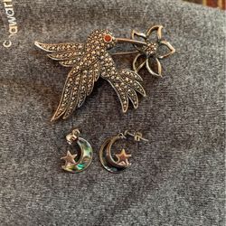 Moon Earrings And Pin