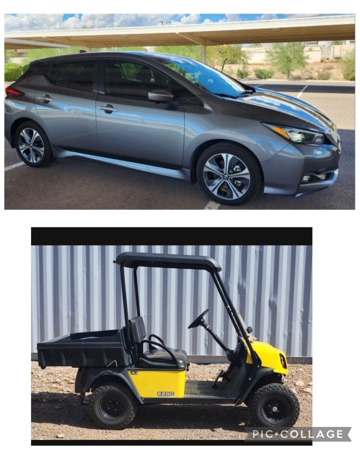 Nissan Leaf And EZGO Golf Cart