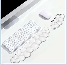 Cloud Wrist Rest Gel Set — Ergonomic Cloud Wrist Rest Keyboard and Mouse, Non-Slip Desk Accessories for Office and Home(Clear)