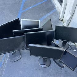 Lot Of 9 Used Desktop Monitors Different Sizes