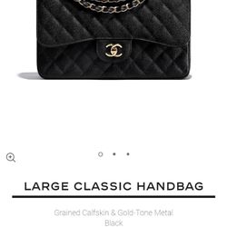 CHANEL Classic Jumbo Double Flap Black Quilted Caviar Leather Silver Bag