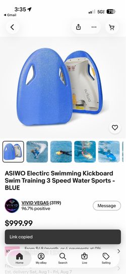 ASIWO Electirc Swimming Kickboard Swim Training 3 Speed Water Sports - BLUE