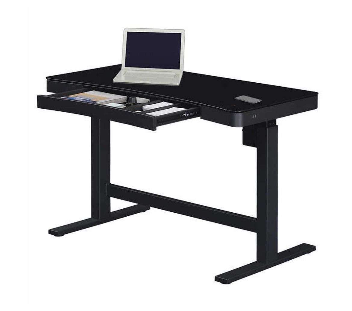 Adjustable Height Office Desk Gaming Black With Storage