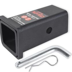 TOPTOW 64028HP Trailer Hitch Adapter 2-1/2" To 2" Hitch Reducer Sleeve Carbon Steel, 5/8 Inch Pin & Clip Included