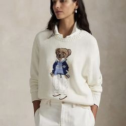 GREAT !!! Polo RL bear design ivory Sweatshirt  size S,M. will sold out
