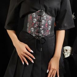 Goth Punk Gothic Emo Alternative Skull Corset Belt Sugar Skulls