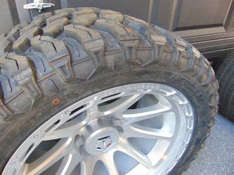 4 New 22X12 Brushed/Silver TIS Rims & LT 33 14.50 22 TIS MT 12ply Tires 8X6.5 -44MM Offset