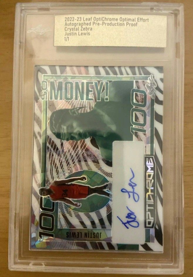 Really Nice 1/1 Justjn Lewis Leaf OptiChrome Optimal Effort Auto Pre -Production Proof Crystal Zebra.