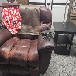 Chair Side Table  With Lamp, Electrical Outlets And USB