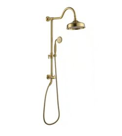 Boyel Living 1-Spray Patterns with 2.5 GPM 8 in. Wall Mount Dual Shower Heads in Brushed Gold