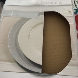Elegant Silver Sparkle Charger Plates 