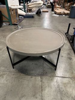 New 42” Concrete Coated Coffee Table Indoor Outdoor with Iron Frame