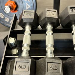 Hex Rubber Dumbbell Pair 5 lb🔥 